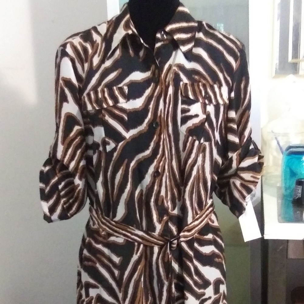 Kasper animal print shirt dress